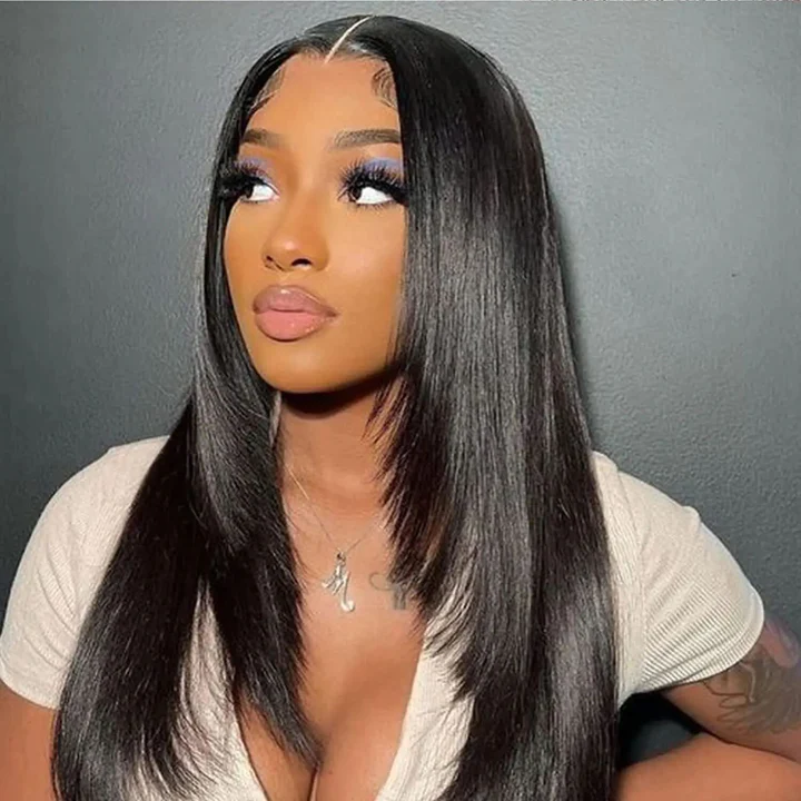 OhMyPretty Wear Go Glueless 9x6 Lace Straight Wig M Cap Super Natural Hairline Silky Human Hair  Mini Knots Pre plucked &Pre Bleached & Pre Cut