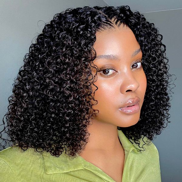 OhMyPretty Wear Go Kinky Curly Glueless 6x4 HD Lace Wig Super Natural Hairline Silky Human Hair Pre plucked &Pre Bleached & Pre Cut