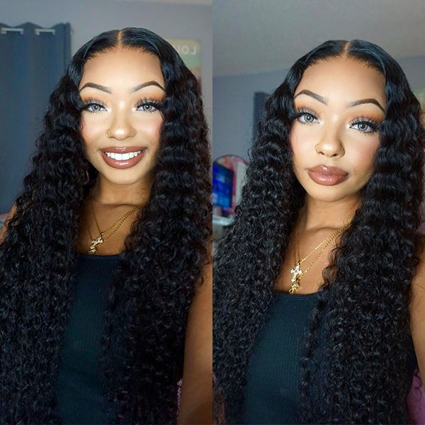 OhMyPretty Glueless Water Wave Wear Go 6X4 HD Lace Wig With Pre-plucked Edges Super Pre-bleached Knots Secure 3D Dome Cap
