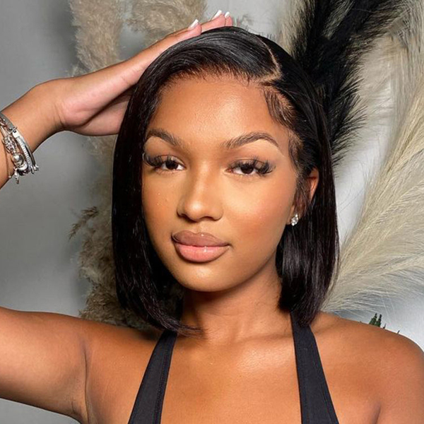 OhMyPretty Wear Go Straight Bob 6x4 HD Lace Glueless Short Wig 100% Human Hair Beginner Friendly