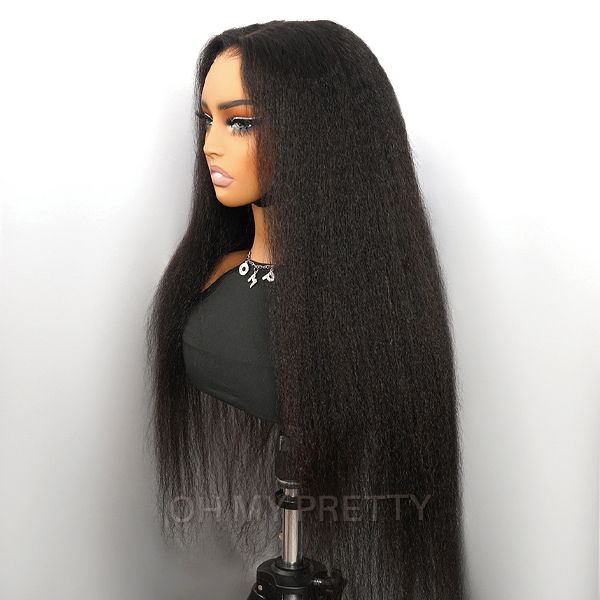 OhMyPretty Wear Go Glueless 9x6 Lace Kinky Straight Wig M Cap Pre Cut Lace with Natural Hairline Mini Knots