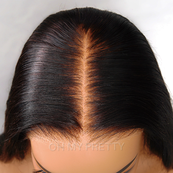 OhMyPretty Wear Go Glueless 9x6 Lace Straight Wig M Cap Super Natural Hairline Silky Human Hair  Mini Knots Pre plucked &Pre Bleached & Pre Cut