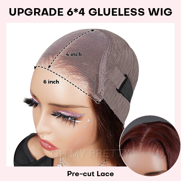 Wear Go Glueless Reddish Brown Color Straight 6x4 Lace Wig With Pre-plucked Hairline