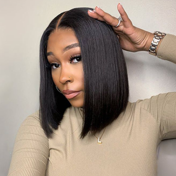 OhMyPretty Straight M-Cap 9x6 Wear Go Glueless Wig Short Bob Wig Mini Knots