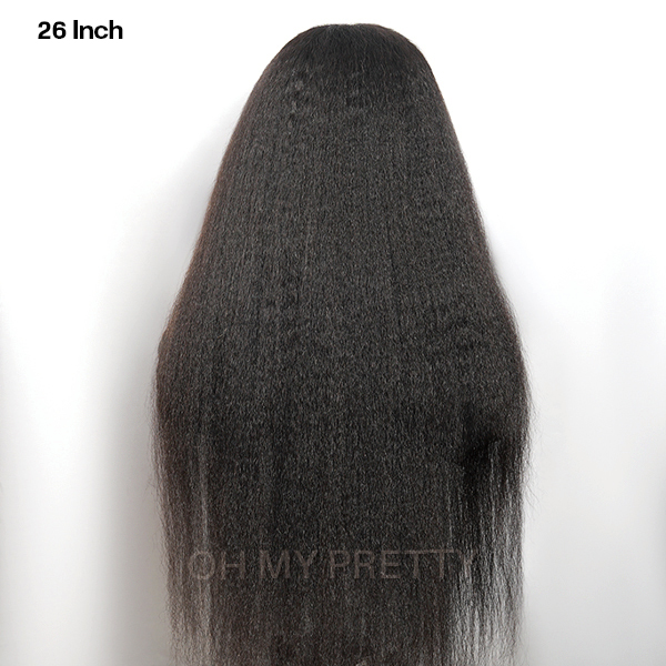OhMyPretty Wear Go Glueless 9x6 Lace Kinky Straight Wig M Cap Pre Cut Lace with Natural Hairline Mini Knots