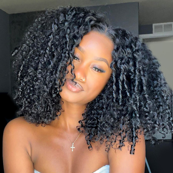 OhMyPretty Super Bob Kinky Curly 6x4 HD Lace Glueless Short Wig Wear Go 100% Human Hair Beginner Friendly