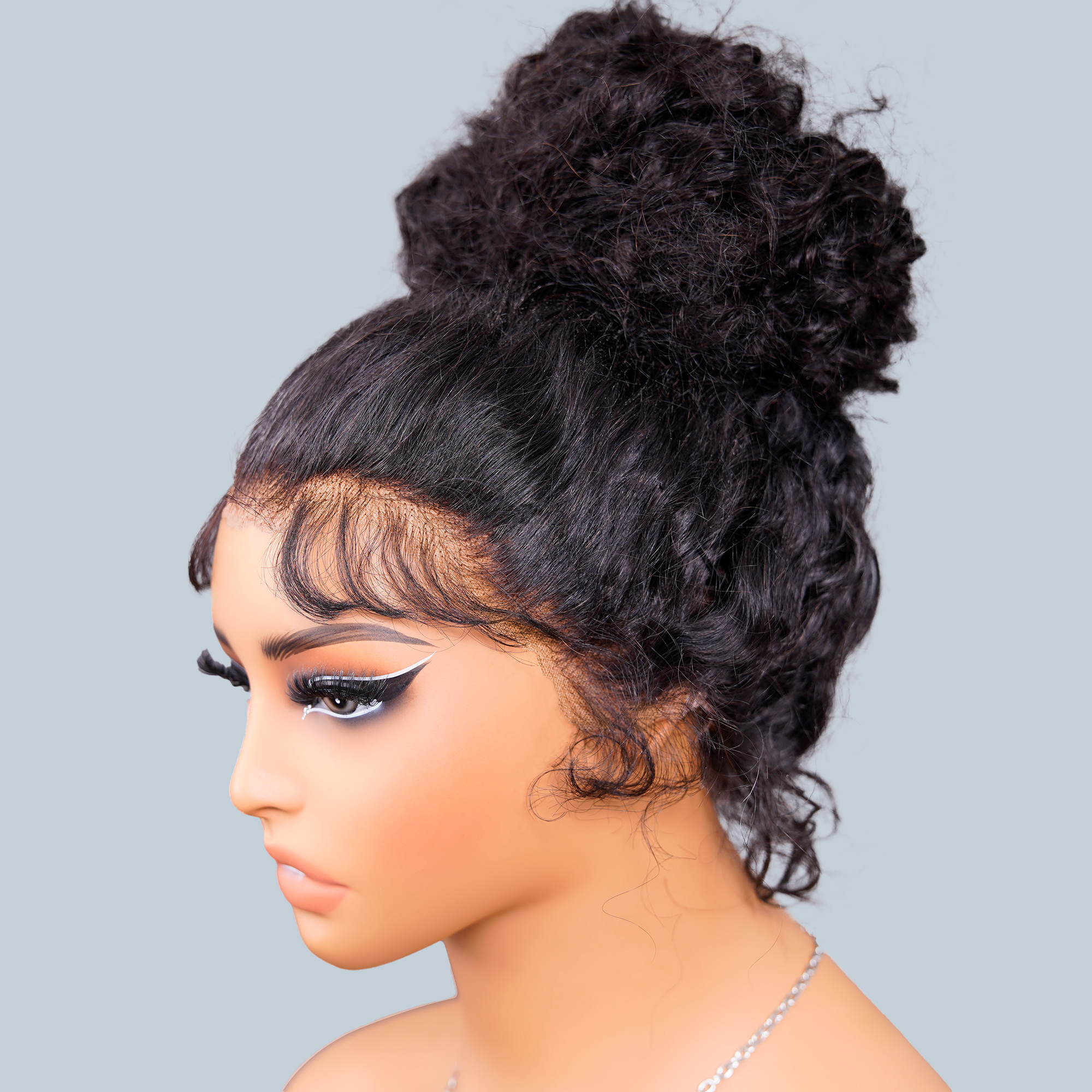 OMpretty 360 Water Wave Invisi Drawstring Wear Go Glueless Pre-Bleached And Pre-Cut Lace Human Hair Wig