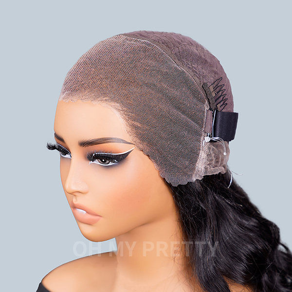 OMpretty 360 Body Wave Invisi Drawstring Wear Go Glueless Pre-Bleached And Pre-Cut Lace Human Hair Wig