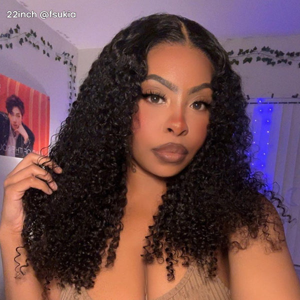 OhMyPretty Bleach Knots Glueless Kinky Curly Wear Go 6x4 HD Lace Wig With Pre-plucked Edges