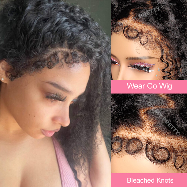 Wear Go Beach Curl Glue less 12x4.5 Lace Wig With 3C Hairline With Pre-plucked Edges