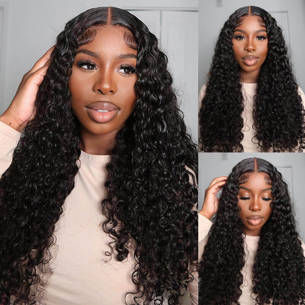 OhMyPretty Bleach Knots Glueless Water Wave Wear Go 6x4 HD Lace Wig With Pre-plucked Edges