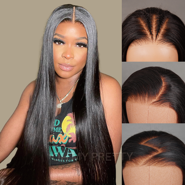 OhMyPretty Bleach Knots Glueless Straight Wear Go 6x4 HD Lace Wig With Pre-plucked Edges