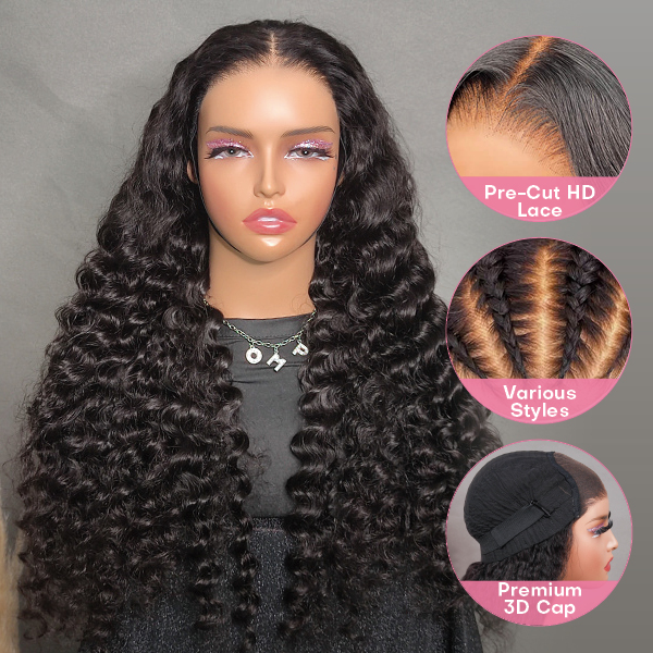 Wear Go Loose Deep Wave Glueless 6x4 HD Lace Wig With Precut Lace And Preplucked Hairline