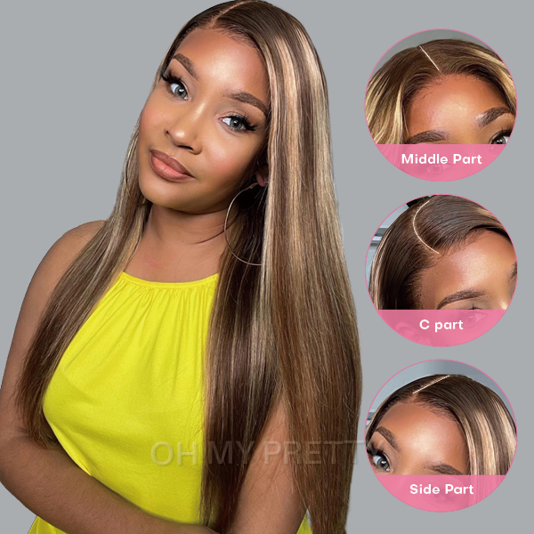 Wear Go Glueless Highlight Brown Straight 6x4 Lace Wig With Pre-plucked Hairline