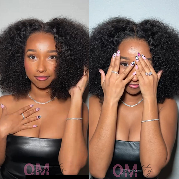 OhMyPretty Wear Go Kinky Curly Glueless 6x4 HD Lace Closure Wig With Pre-plucked Edges Gorgeous Natural Coily Curl