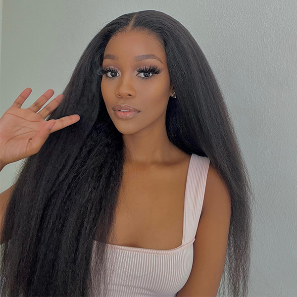 OhMyPretty Wear Go Kinky Straight Glueless 6x4 HD Lace Wig With Pre-plucked Edges