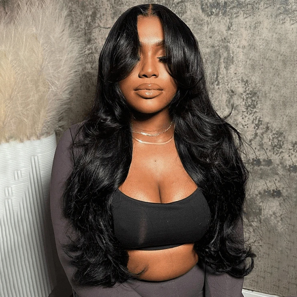 Face-Framing With Bangs | OhMyPretty Upgraded Layered Cut Body Wave M Cap Wear Go Glueless 9x6 Lace Wig With Natural Hairline Mini Knots