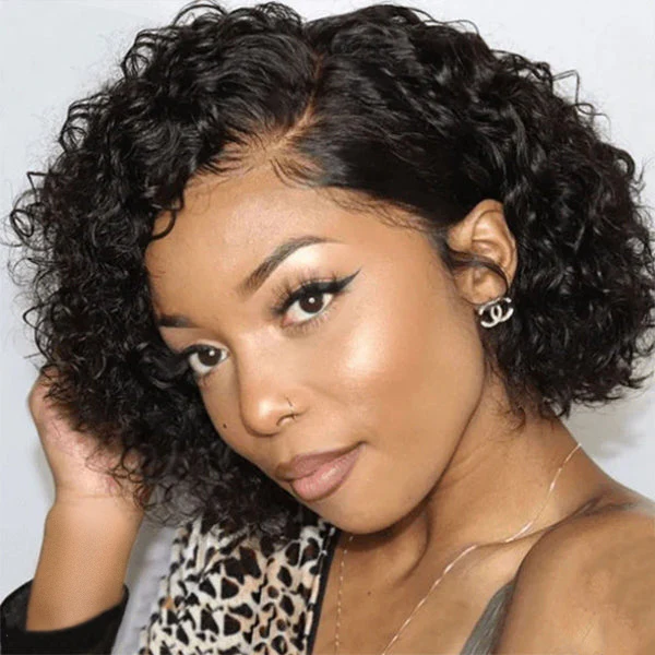 OhMyPretty Kinky Curly M-Cap 9x6 Wear Go Glueless Wig Short Bob Wig Mini Knots