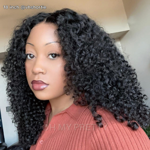 OhMyPretty Wear Go Kinky Curly Glueless 6x4 HD Lace Closure Wig With Pre-plucked Edges