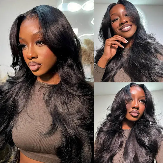 Face-Framing Curtain Bangs | OhMyPretty Upgraded Layered Cut Body Wave M Cap Wear Go Glueless 9x6 Lace Wig With Natural Hairline Mini Knots