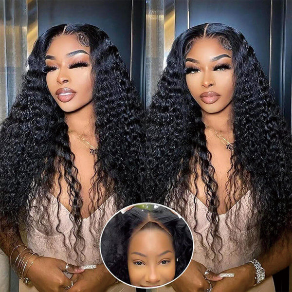 OhMyPretty Bleach Knots Glueless Deep Wave Wear Go 6x4 HD Lace Wig With Pre-plucked Edges