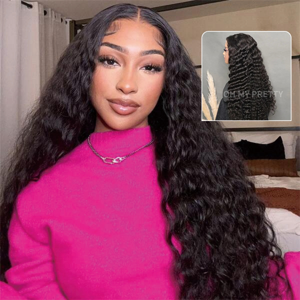 OhMyPretty Wear Go Loose Deep Wave Glueless  6x4 HD Lace Wig Breathable Cap Human Hair Pre plucked &Pre Bleached & Pre Cut