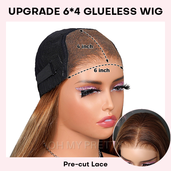 Wear Go Glueless Highlight Brown Straight 6x4 Lace Wig With Pre-plucked Hairline