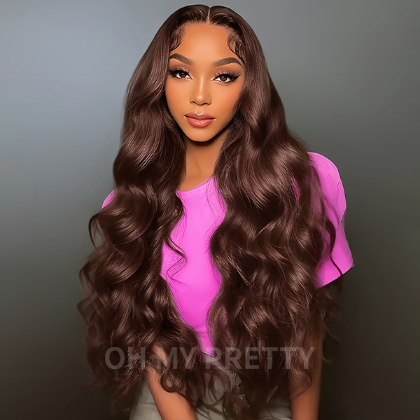 OhMyPretty Face-Framing Layers #4 Dark Brown Colored Loose Wave  Wear Go Glueless 6x4 Lace WigHuman Hair Wig