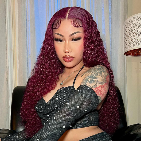 Wear Go Glueless 99J Color Water Wave 6x4 Lace Wig With Pre-plucked Hairline