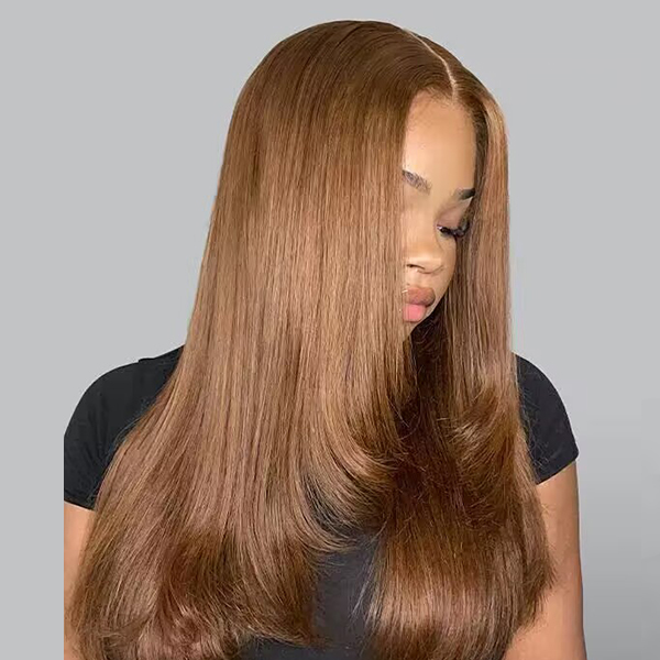 OhMyPretty Glueless Layered Cut Chestnut Brown Straight Wear Go 6x4 HD Lace Wigs Pre-Plucked Hairline Pre-Cut HD Lace Tiny Knots