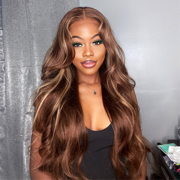 Wear Go Glueless Highlight Brown Straight 6x4 Lace Wig With Pre-plucked Hairline