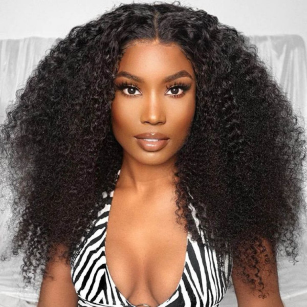 OhMyPretty Wear Go Glueless 9x6 HD Lace Kinky Curly Wig Pre Cut HD Lace with Natural Hairline Mini Knots