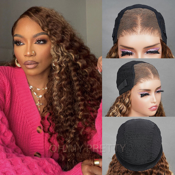Wear Go Glueless Highlight Brown Deep Wave 6x4 Lace Wig With Pre-plucked Hairline
