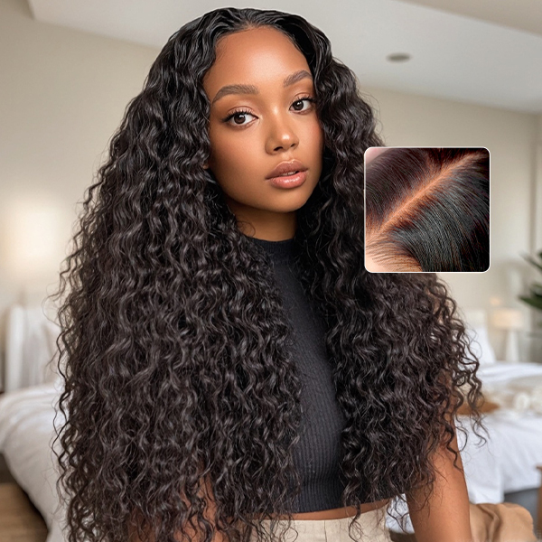 OhMyPretty Wear Go Glueless Water Wave 9x6 Lace Wig M Cap Pre-Bleached Mini Knots Pre-Plucked
