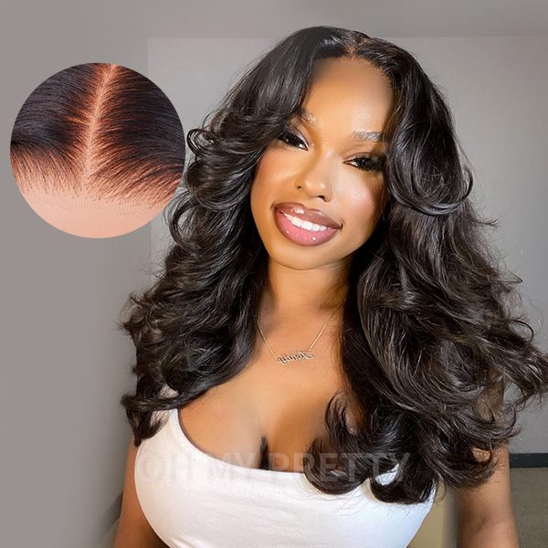 OhMyPretty Chic Layered Cut Loose Wave Wear Go Glueless 9x6 Lace Wig Human Hair Wig Pre plucked &Pre Bleached & Pre Cut