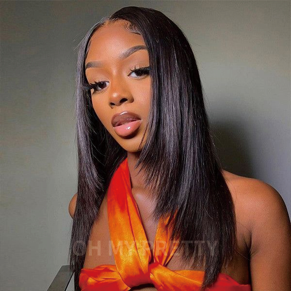 OhMyPretty Glueless Layered Cut Straight Wear Go 6x4 HD Lace Wigs Pre-Plucked Hairline Pre-Cut HD Lace Tiny Knots 100% Human Hair