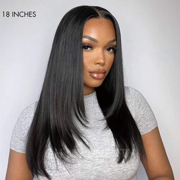 OhMyPretty Wear Go Glueless 9x6 Lace Straight Wig M Cap Super Natural Hairline Silky Human Hair  Mini Knots Pre plucked &Pre Bleached & Pre Cut