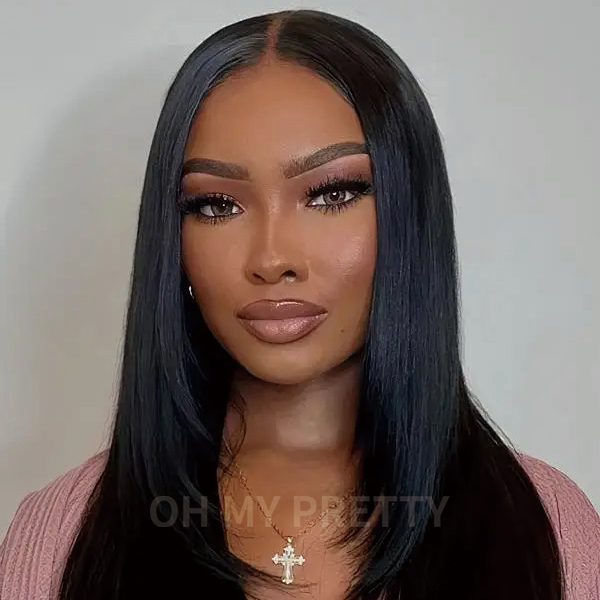 OhMyPretty Glueless Layered Cut Straight Wear Go 6x4 HD Lace Wigs Pre-Plucked Hairline Pre-Cut HD Lace Tiny Knots 100% Human Hair