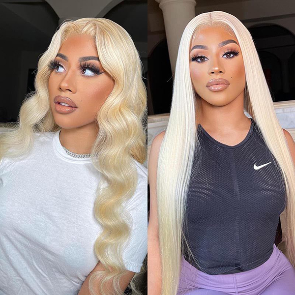 Glueless 613 Blonde wig Color Straight HD Lace Closure Wig With Pre-plucked Hairline