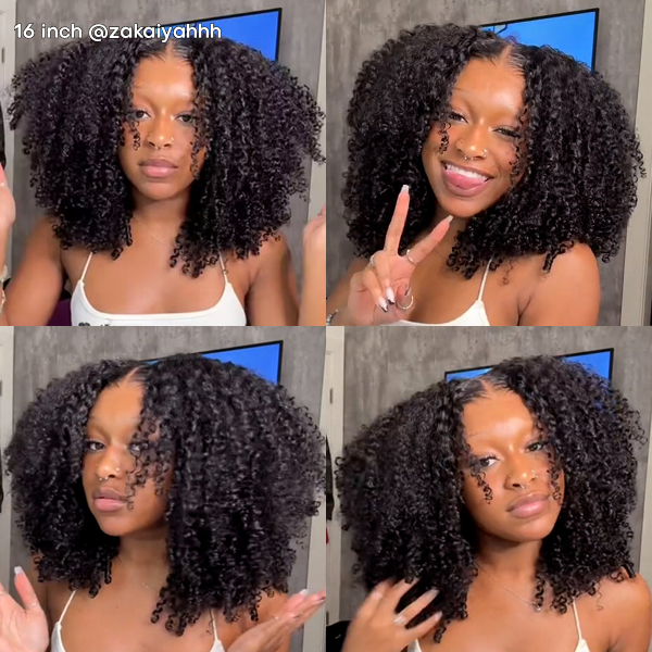 OhMyPretty Wear Go Afro Curl Glueless 6x4 HD Lace Closure Wig With Pre-plucked Edges