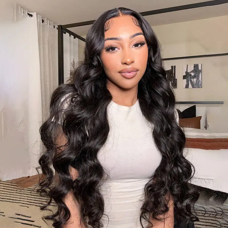 OhMyPretty Wear Go Glueless 9x6 HD Lace Body Wave Wig Pre Cut HD Lace with Natural Hairline Invisible Knots