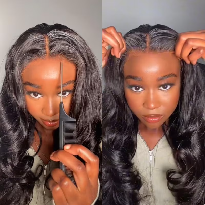 OhMyPretty Wear Go Glueless 9x6 HD Lace Body Wave Wig Pre Cut HD Lace with Natural Hairline Invisible Knots