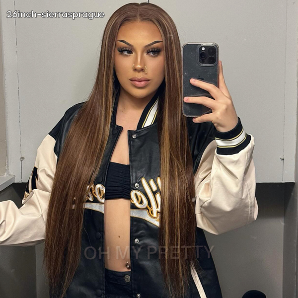 Wear Go Glueless Highlight Brown Straight 6x4 Lace Wig With Pre-plucked Hairline