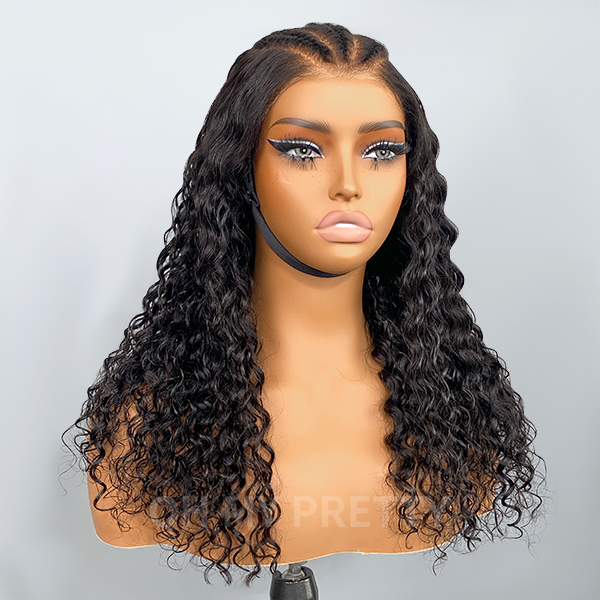 OhMyPretty  Pre-Braid Mini Knots 9x6 Water Wave M-Cap Wear Go Glueless Pre Cut Lace Wig