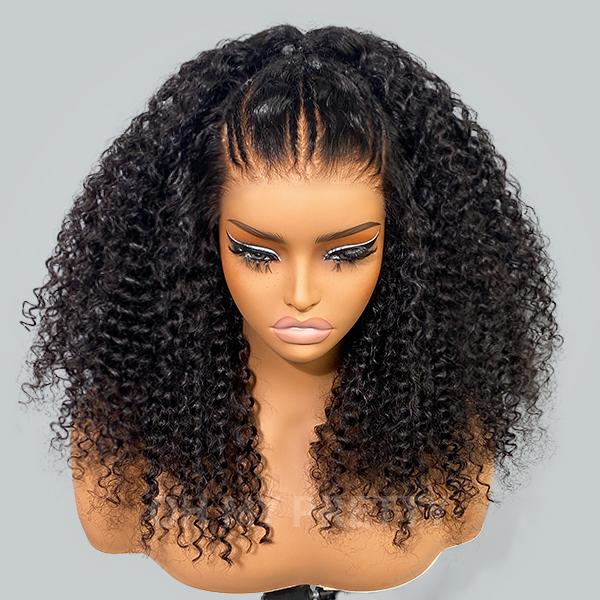 OMpretty Pre-Braid Style Kinky Curly 9x6 M Cap Wear Go Wig Pre Cut Lace Glueless Wig