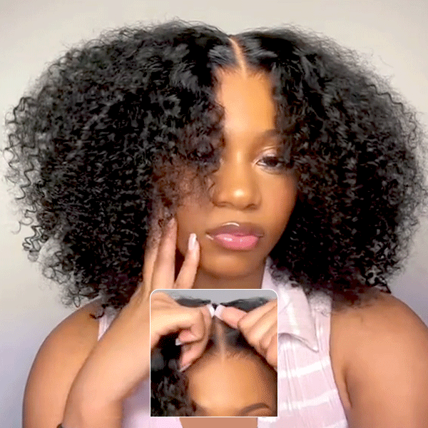 OhMyPretty Wear Go Kinky Curly Glueless 6x4 HD Lace Closure Wig With Pre-plucked Edges Gorgeous Natural Coily Curl