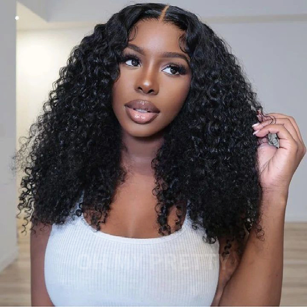 OhMyPretty Wear Go Glueless 9x6 Lace Kinky Curly Wig M Cap Pre Cut Lace with Natural Hairline Mini Knots
