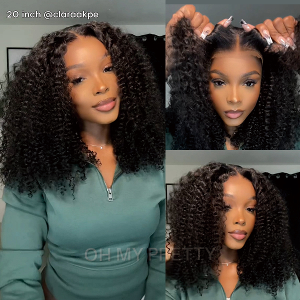 OhMyPretty Wear Go Kinky Curly Glueless 6x4 HD Lace Closure Wig With Pre-plucked Edges