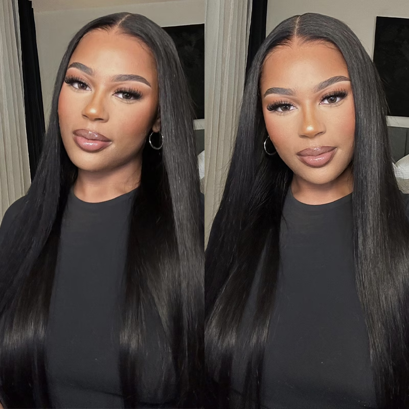 OhMyPretty Wear Go Glueless 9x6 HD Lace Straight Wig Super Natural Hairline Silky Human Hair Pre plucked &Pre Bleached & Pre Cut