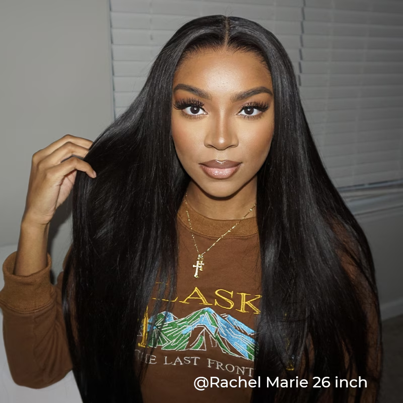 OhMyPretty Wear Go Glueless 9x6 HD Lace Straight Wig Super Natural Hairline Silky Human Hair Pre plucked &Pre Bleached & Pre Cut